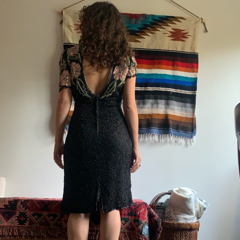 Vintage Silk Scala Beaded Dress